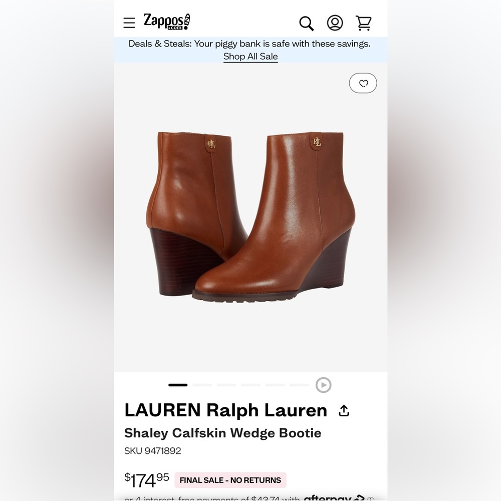 Lauren Ralph Lauren Shaley Calfskin Wedge Bootie